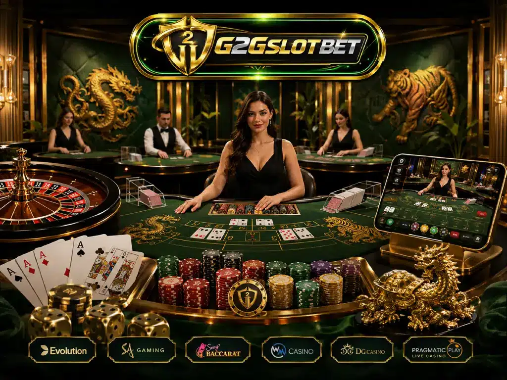 คาสิโนออนไลน์ G2GSLOTBET รวมบาคาร่า รูเล็ต แบล็คแจ็ค เสือมังกร และค่ายคาสิโนสดยอดนิยม